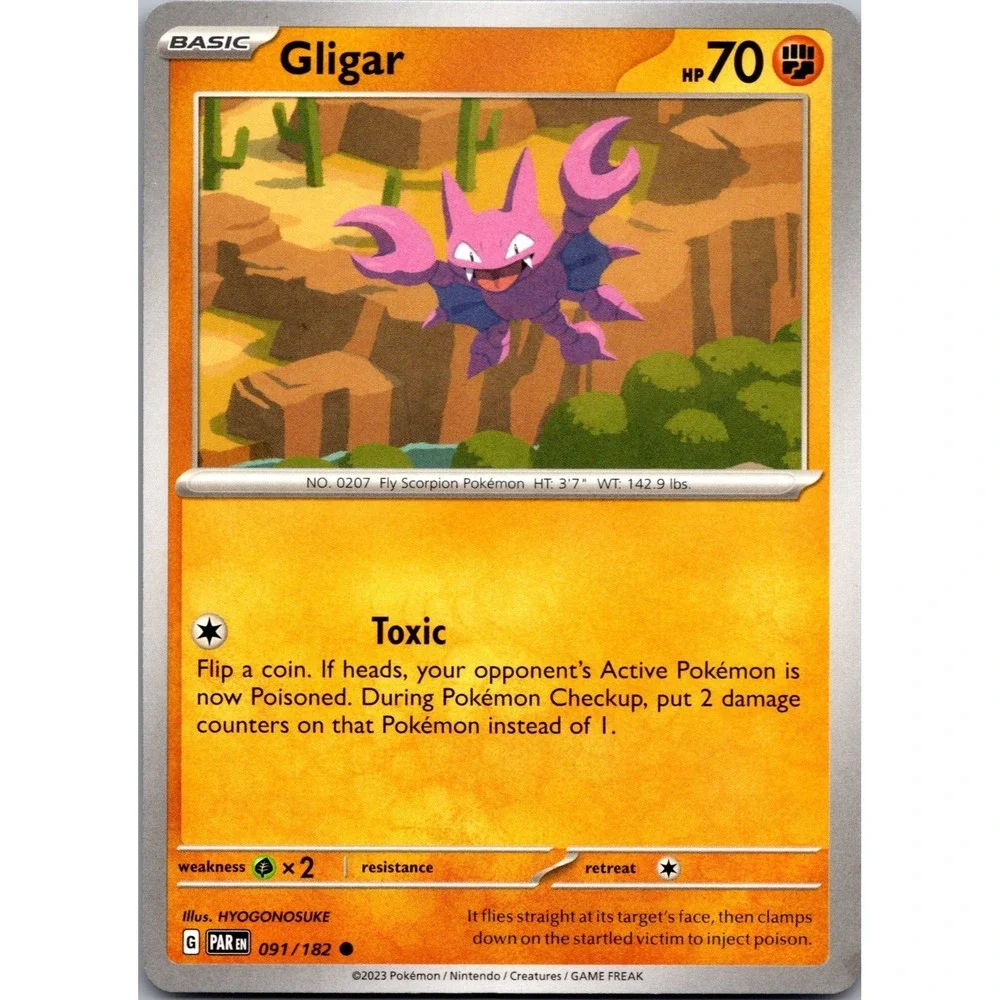 Pokemon Gligar 091/182 Paradox Rift SV04 Common Fighting Card‎